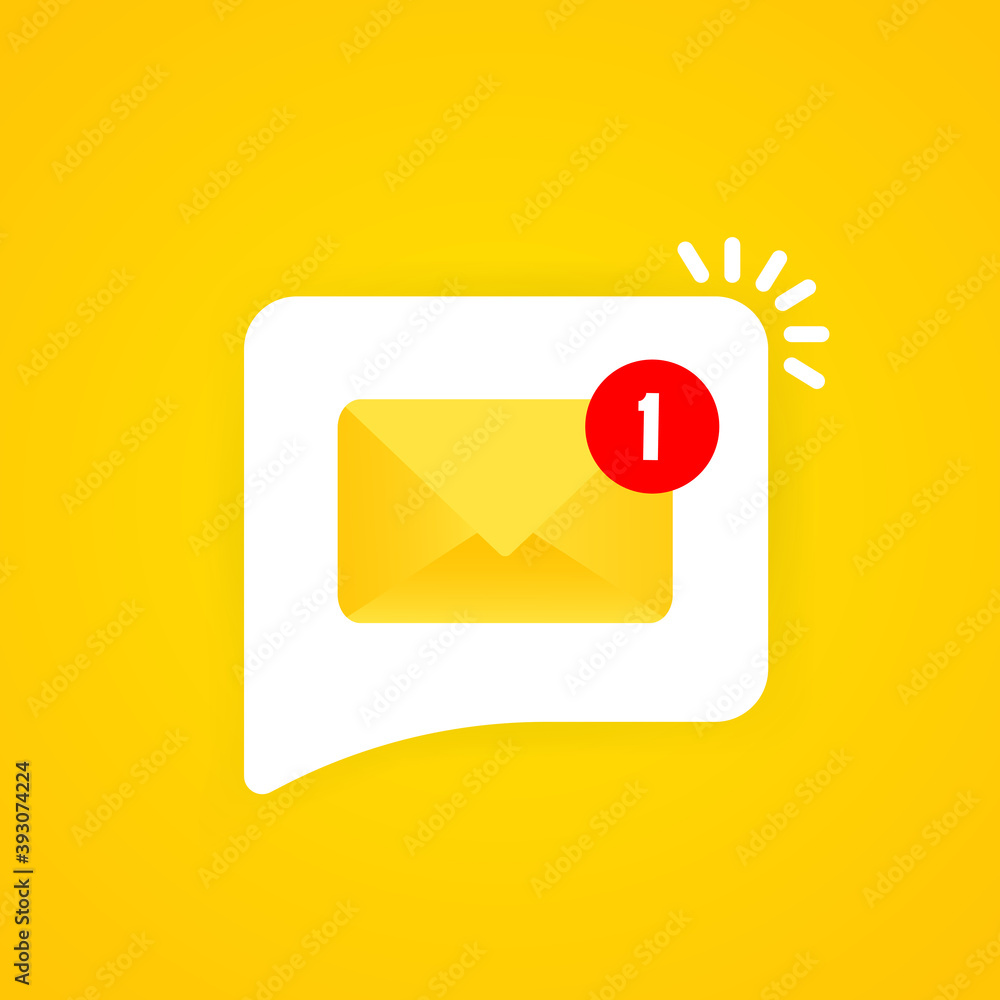 Poster new incoming messages with notification illustration. envelope with incoming message. vector on isol