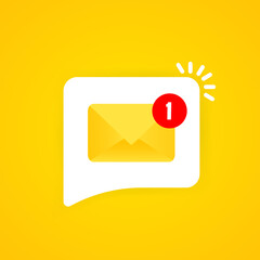 New incoming messages with notification illustration. Envelope with incoming message. Vector on isolated background. EPS 10