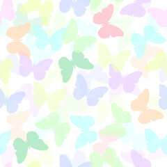 Seamless colorful pattern with butterfly silhouettes. Vector illustration.