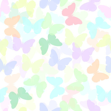 Seamless colorful pattern with butterfly silhouettes. Vector illustration.