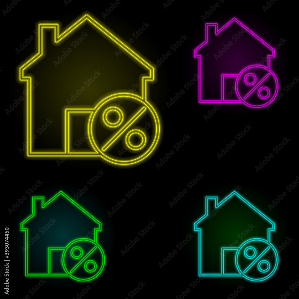 Poster house favorite neon color set icon. simple thin line, outline vector of building landmarks icons for