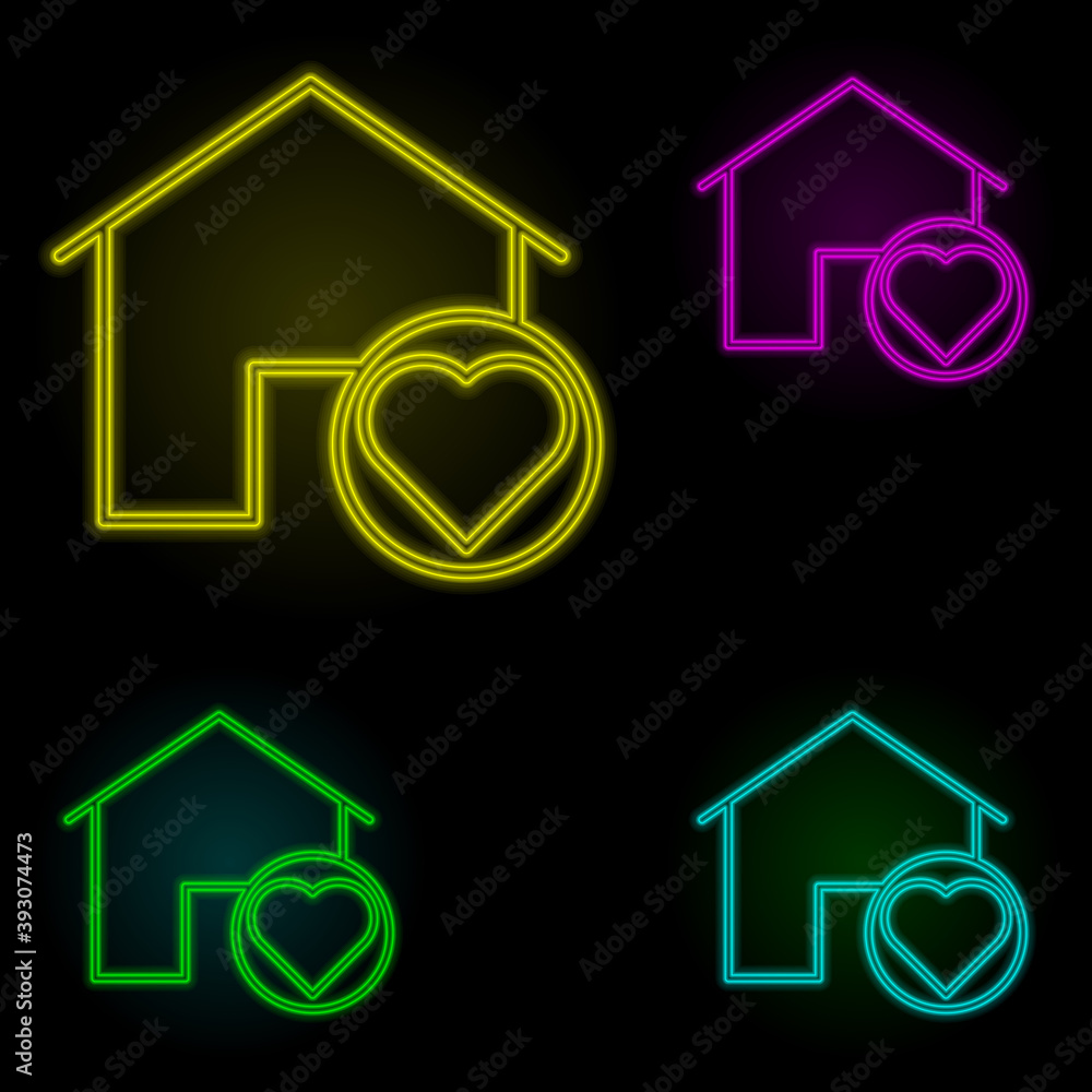 Aufkleber home protection neon color set icon. simple thin line, outline vector of building landmarks icons fo