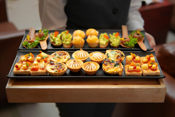 assorted of canepes on tray