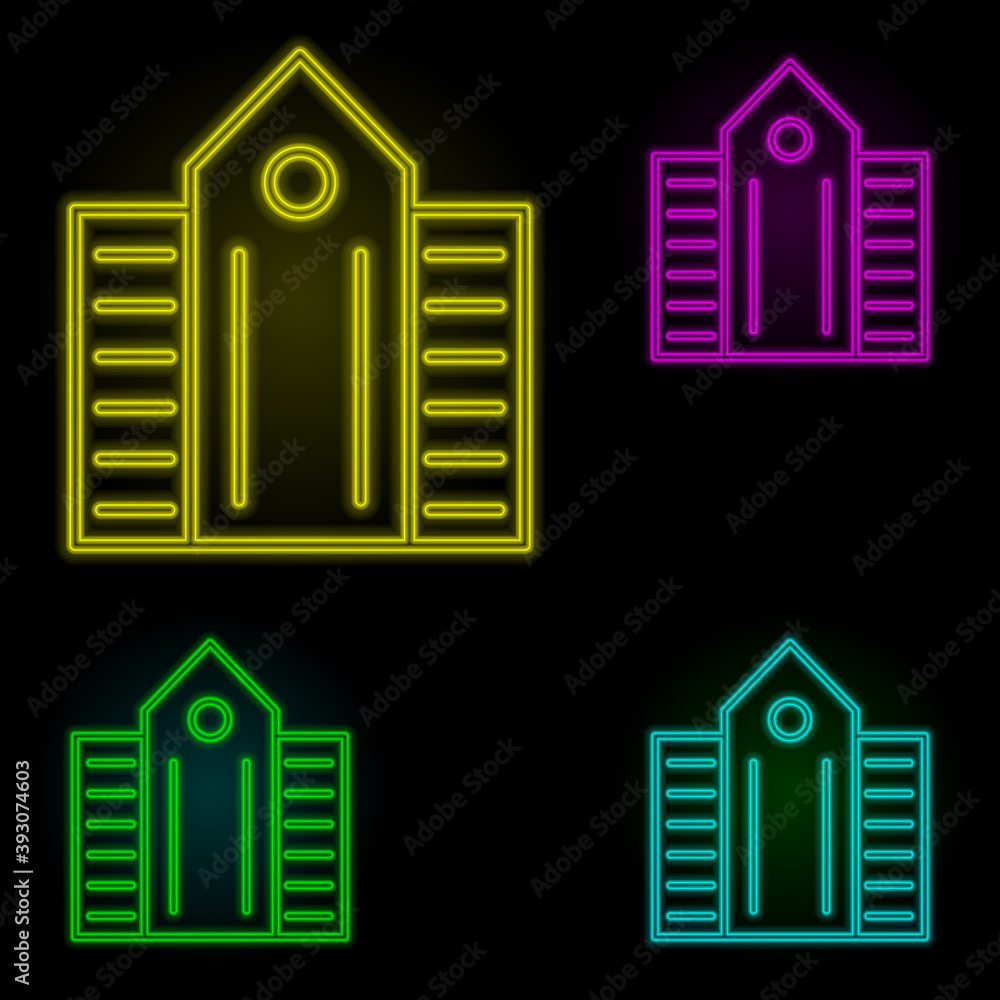 Poster house neon color set icon. simple thin line, outline vector of building landmarks icons for ui and u