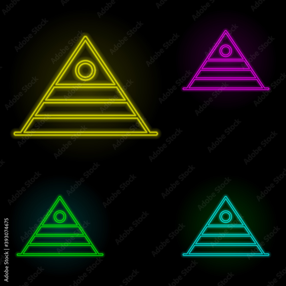 Poster tent neon color set icon. simple thin line, outline vector of building landmarks icons for ui and ux