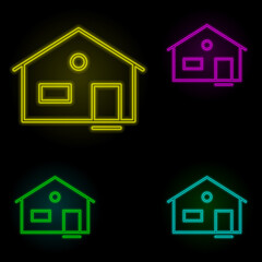 house neon color set icon. Simple thin line, outline vector of building landmarks icons for ui and ux, website or mobile application