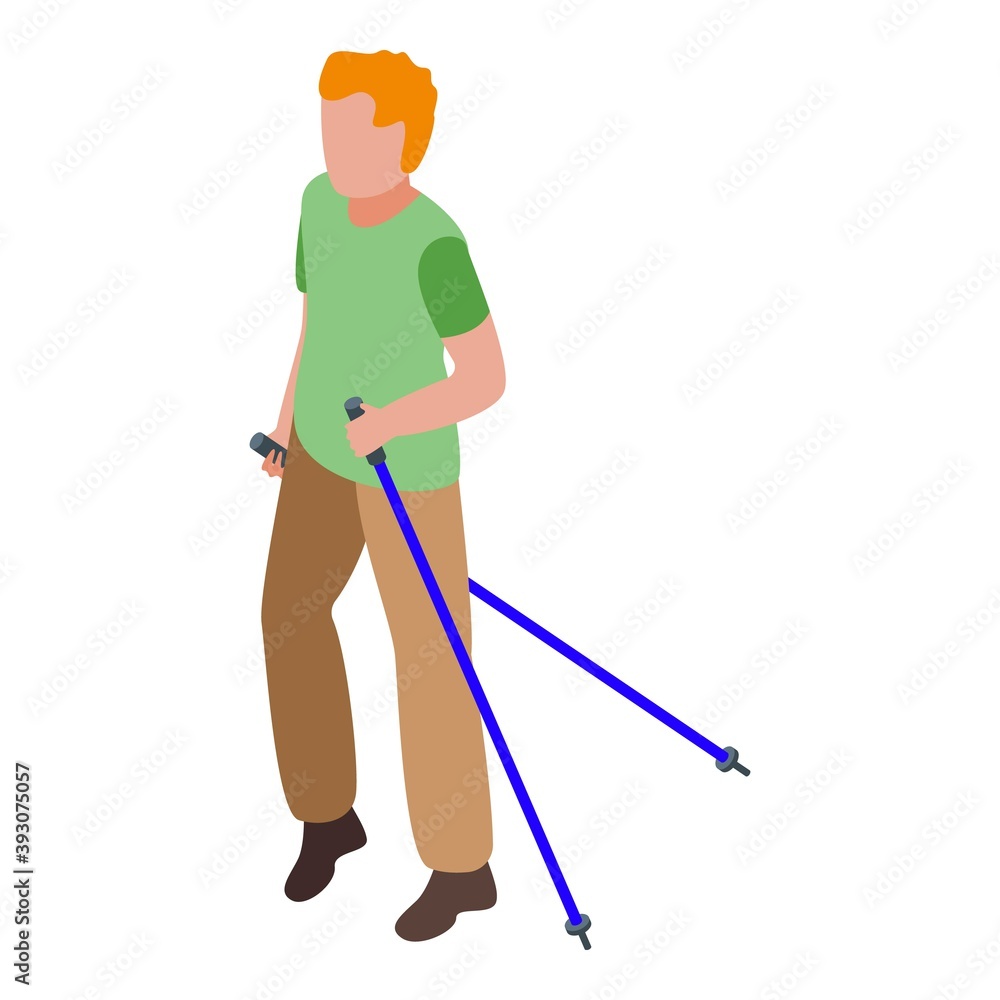 Poster nordic walking icon. isometric of nordic walking vector icon for web design isolated on white backgr