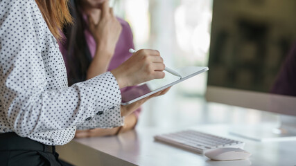 Young business team working with business report document on office desk. Brainstorming Business People Design Planning, Brainstorming Planning Partnership.