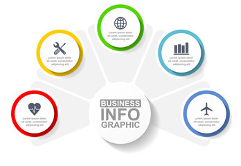 Business infographic vector template with 5 options