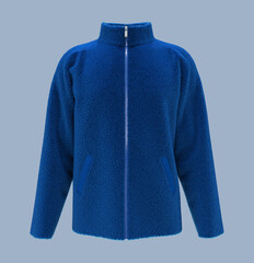 Fleece tracksuit top jacket with full zip design, sportswear, track front view, 3d illustration, 3d rendering © Febriana