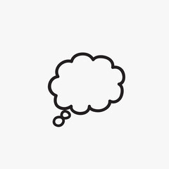 Think bubble isolated on gray background. Trendy think bubble in flat style. Modern template for social network and label. Creative thought balloon. Cloud line art, vector illustration