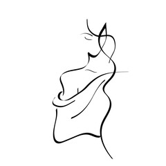 beautiful girl's face lines. Vector illustration. contour drawing of a woman. For beauty spa cosmetics cosmetics massage visage