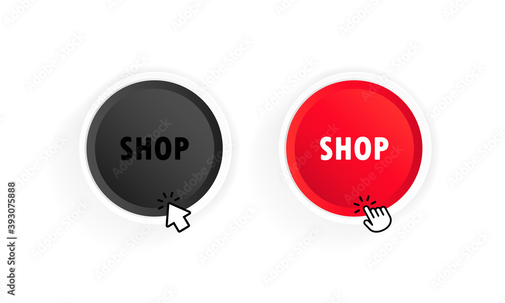 Poster shop button with cursor. vector on isolated white background. eps 10