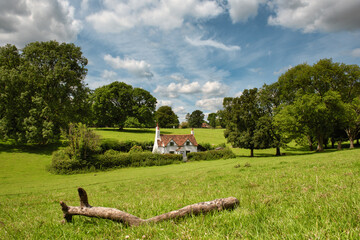 Landscape with old English cottage in the Chiltern Hills, England	
