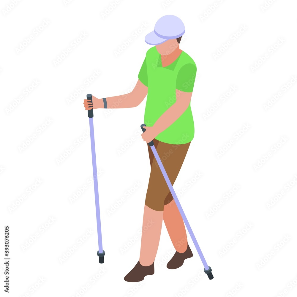 Poster cane nordic walking icon. isometric of cane nordic walking vector icon for web design isolated on wh
