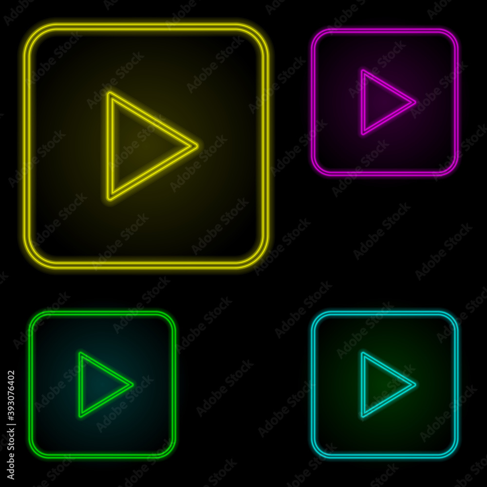 Poster play sign neon color set icon. simple thin line, outline vector of image icons for ui and ux, websit