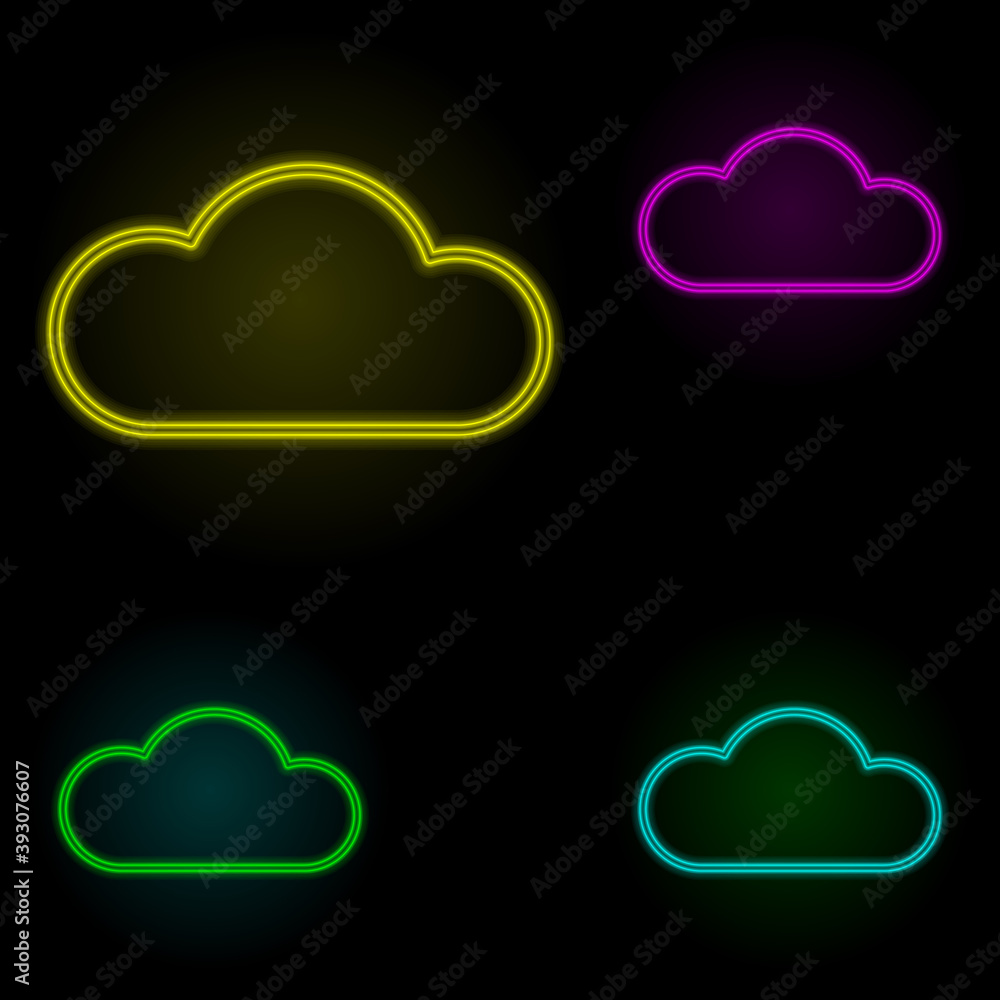 Poster cloud sign neon color set icon. simple thin line, outline vector of image icons for ui and ux, websi