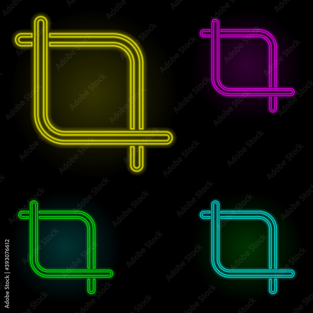 Poster crop sign neon color set icon. simple thin line, outline vector of image icons for ui and ux, websit