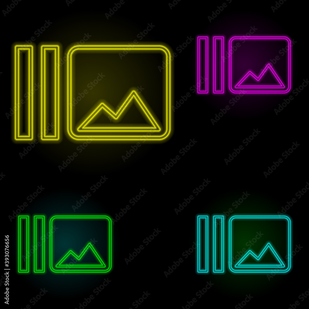 Poster burst sign neon color set icon. simple thin line, outline vector of image icons for ui and ux, websi