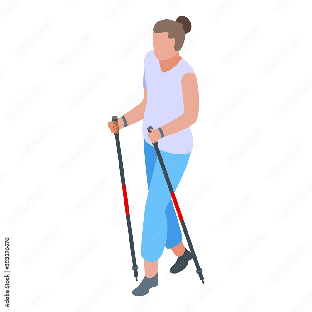 Poster adventure nordic walking icon. isometric of adventure nordic walking vector icon for web design isol
