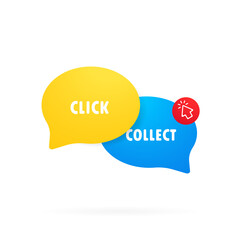 Click and collect icon. Clipart image in flat style. Buy online pick up at store. E-commerce and omni-channel concept. Online Shopping. Vector illustration