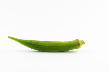 Green okra or lady finger isolated on white background