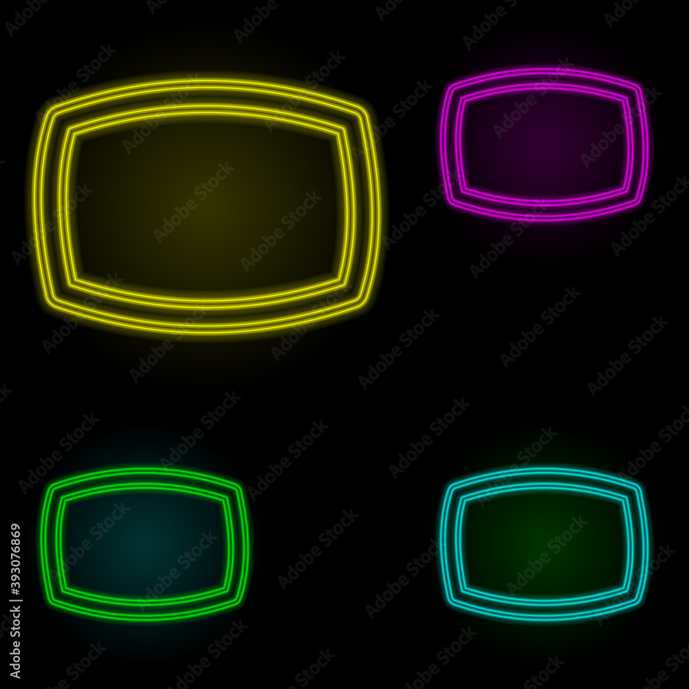 Poster panorama sign neon color set icon. simple thin line, outline vector of image icons for ui and ux, we