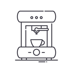 Coffee maker icon, linear isolated illustration, thin line vector, web design sign, outline concept symbol with editable stroke on white background.