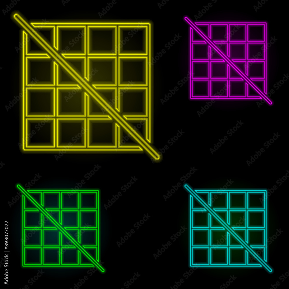 Poster grid off sign neon color set icon. simple thin line, outline vector of image icons for ui and ux, we