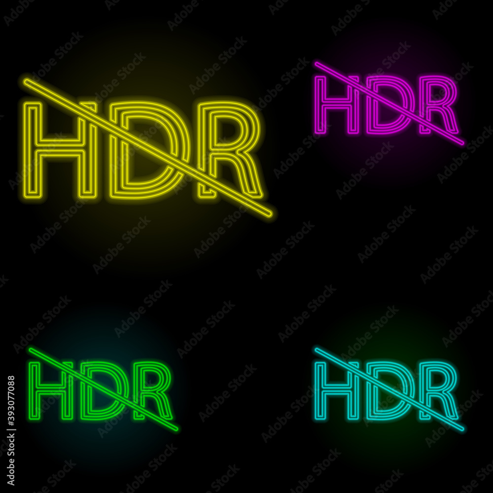 Aufkleber hdr sign neon color set icon. simple thin line, outline vector of image icons for ui and ux, website