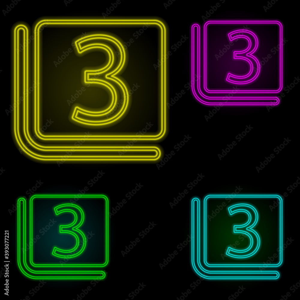 Poster three sign neon color set icon. simple thin line, outline vector of image icons for ui and ux, websi