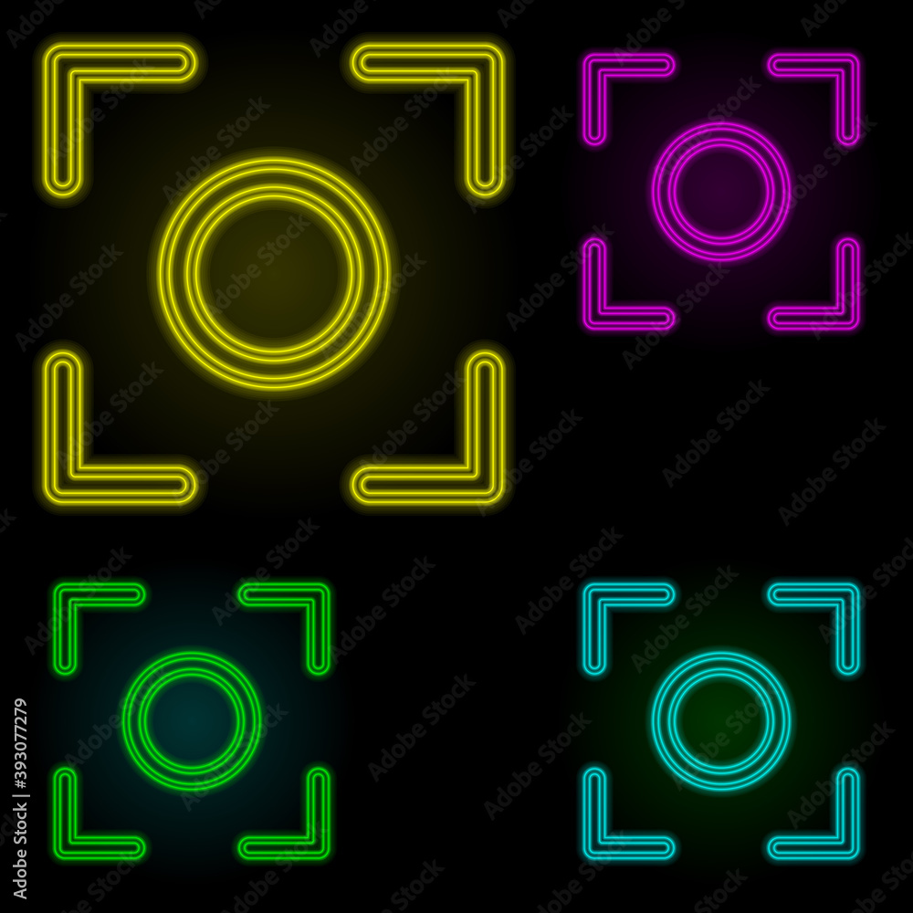 Poster center focus sign neon color set icon. simple thin line, outline vector of image icons for ui and ux