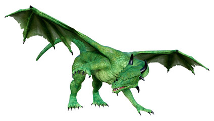 3D Rendering Fairy Tale Dragon on White