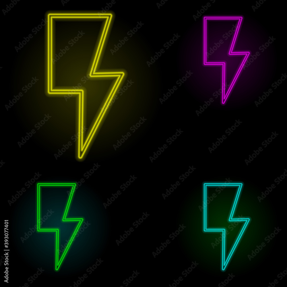 Poster flash sign neon color set icon. simple thin line, outline vector of image icons for ui and ux, websi