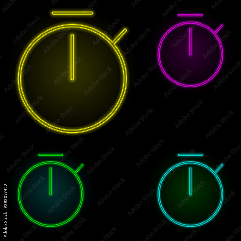 Poster stopwatch sign neon color set icon. simple thin line, outline vector of image icons for ui and ux, w