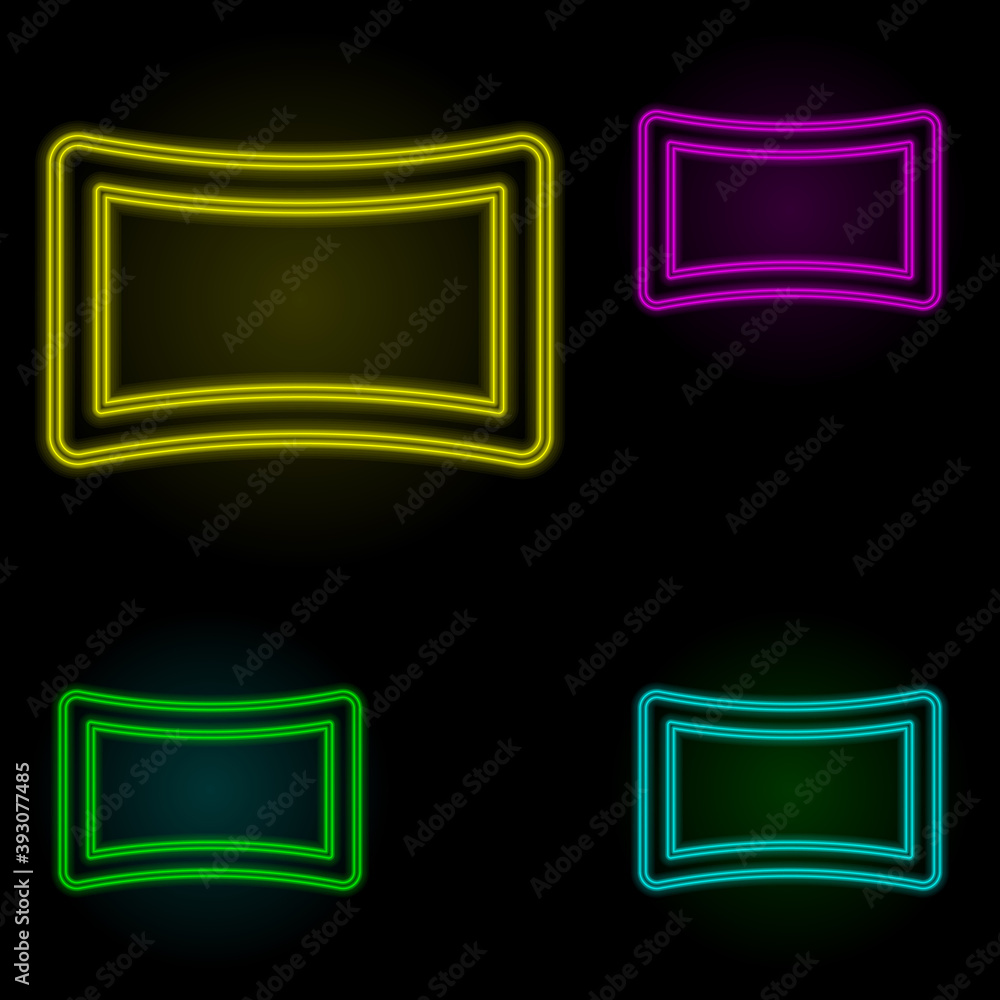 Poster panorama sign neon color set icon. simple thin line, outline vector of image icons for ui and ux, we