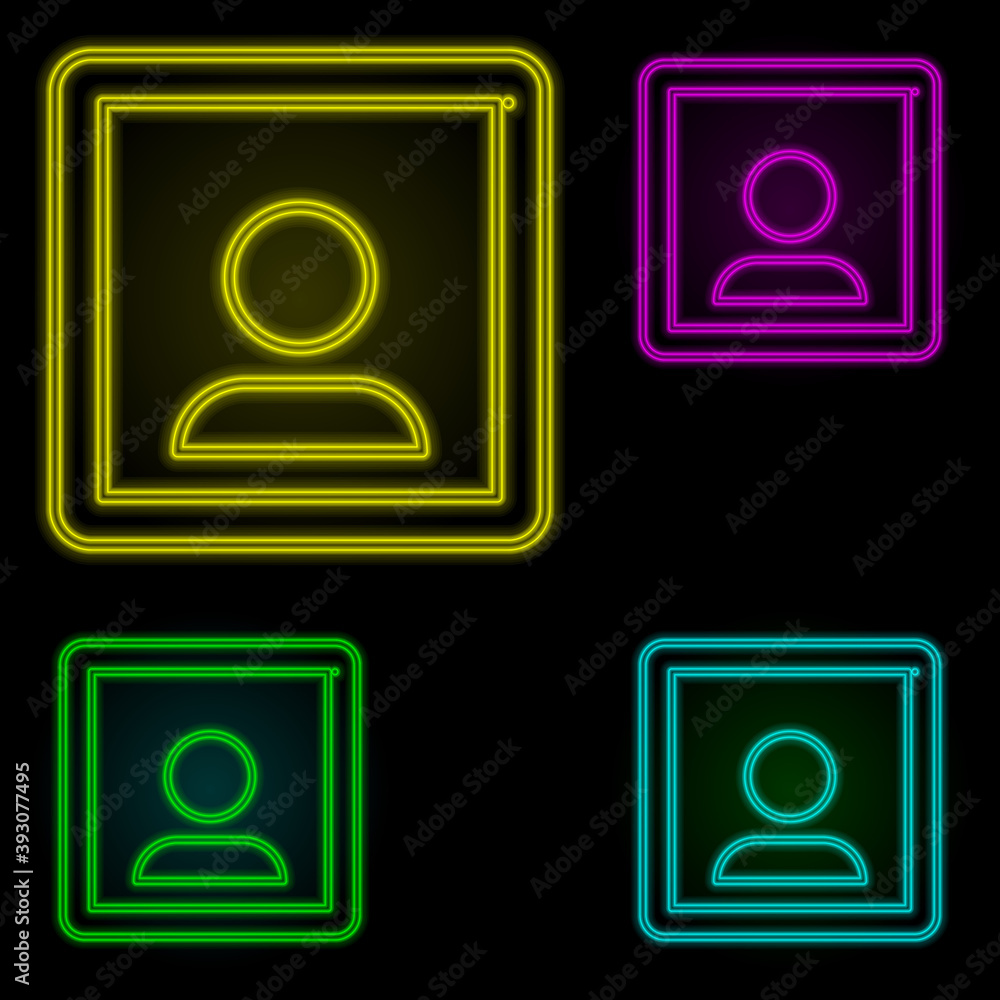 Poster portrait sign neon color set icon. simple thin line, outline vector of image icons for ui and ux, we