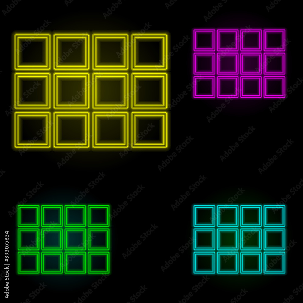Poster grid sign neon color set icon. simple thin line, outline vector of image icons for ui and ux, websit