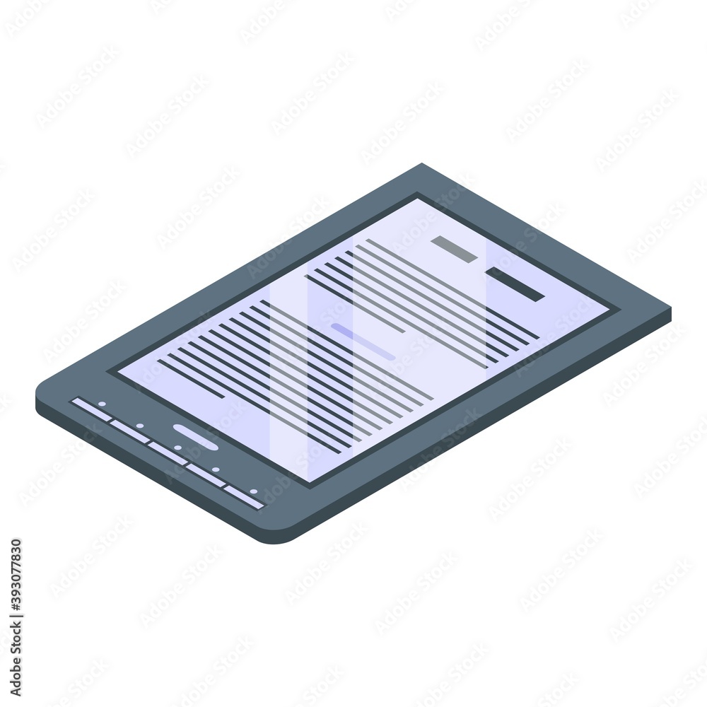 Poster library ebook icon. isometric of library ebook vector icon for web design isolated on white backgrou