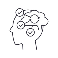 Cognitive process icon, linear isolated illustration, thin line vector, web design sign, outline concept symbol with editable stroke on white background.