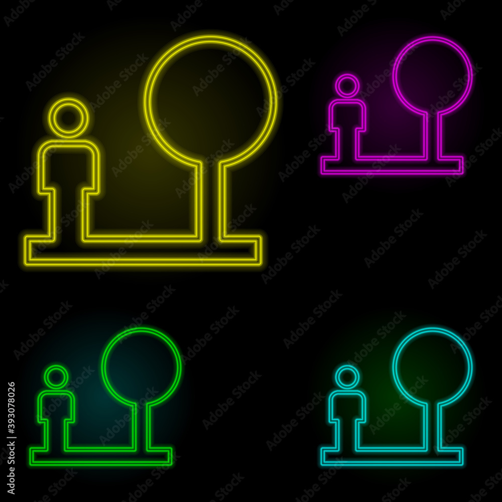 Poster people sign neon color set icon. simple thin line, outline vector of image icons for ui and ux, webs