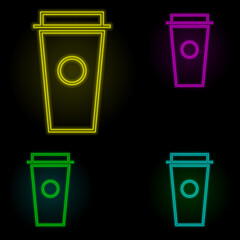 plastic cup for coffee neon color set icon. Simple thin line, outline vector of kitchen icons for ui and ux, website or mobile application