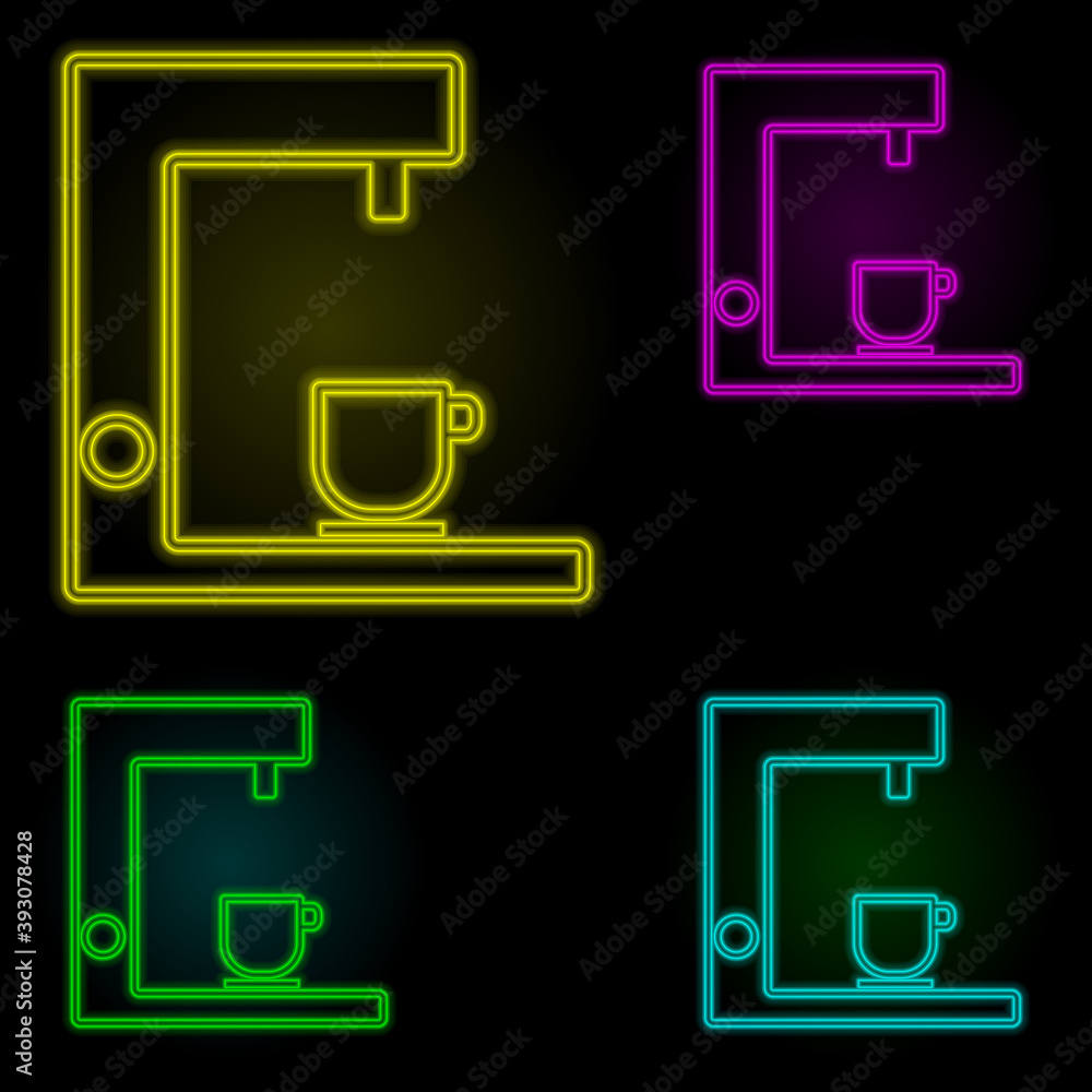 Aufkleber coffee machine neon color set icon. simple thin line, outline vector of kitchen icons for ui and ux,