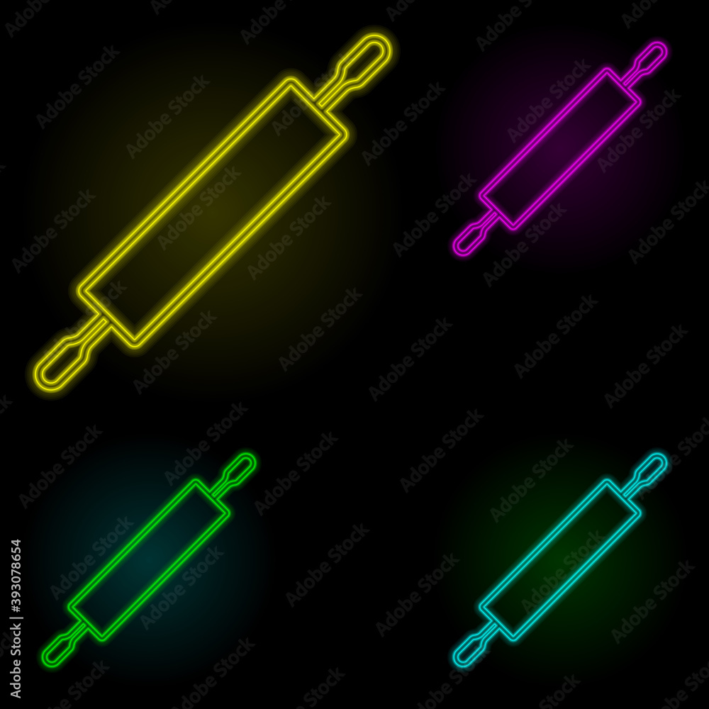 Aufkleber rolling pin neon color set icon. simple thin line, outline vector of kitchen icons for ui and ux, we