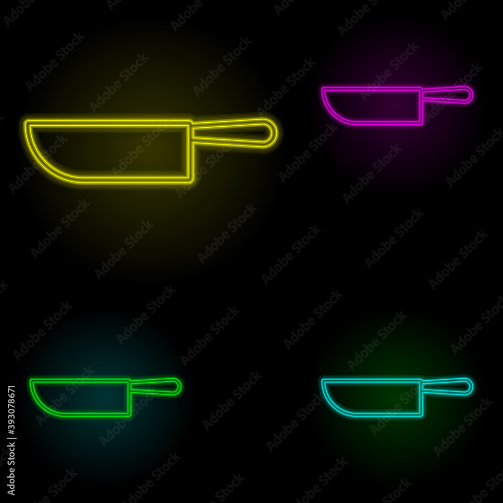 Poster knife neon color set icon. simple thin line, outline vector of kitchen icons for ui and ux, website 