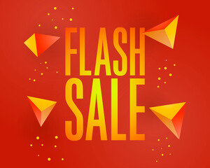 Flash sale.  Orange illustration. Oranfe triangles. Vector flash sale banner.