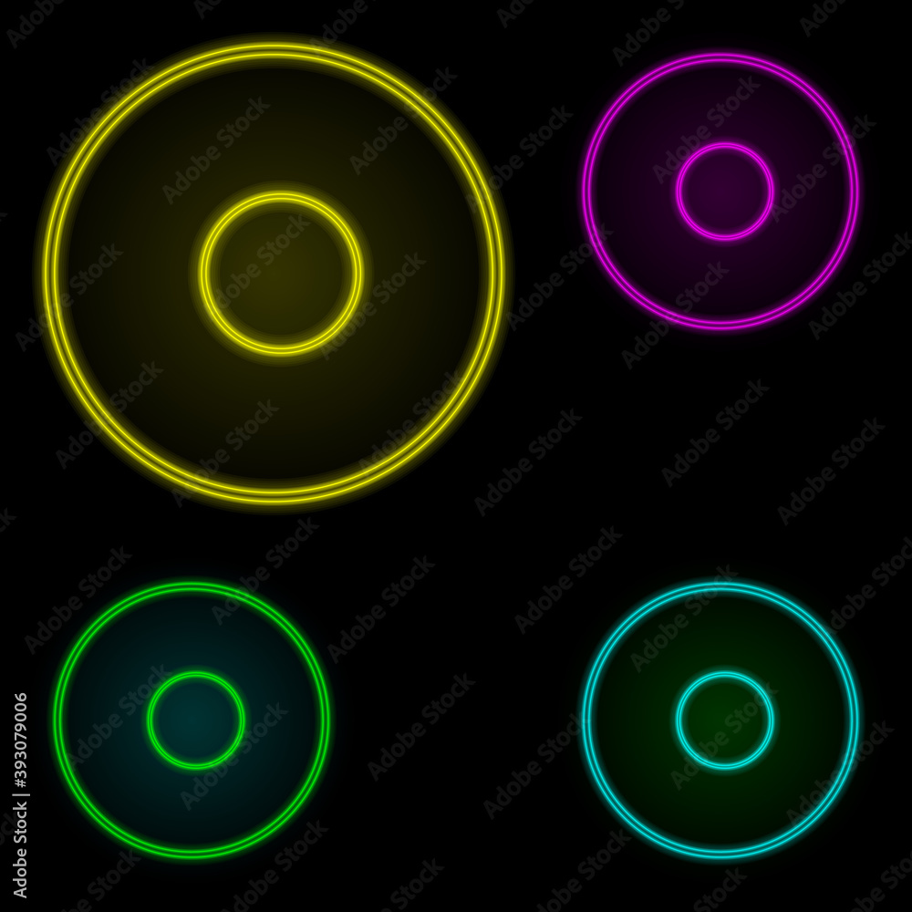 Poster plate neon color set icon. simple thin line, outline vector of kitchen icons for ui and ux, website 