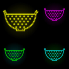 sieve neon color set icon. Simple thin line, outline vector of kitchen icons for ui and ux, website or mobile application