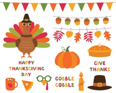 Thanksgiving Day clip art vector set