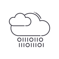 Cloud data concept icon, linear isolated illustration, thin line vector, web design sign, outline concept symbol with editable stroke on white background.
